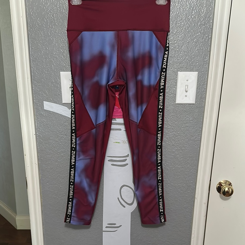 COPY - Zumba Fitness  Maroon and Blue Leggings